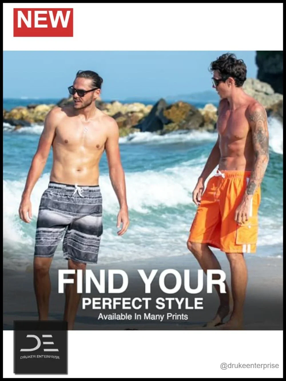UPF 50+ Quick Dry Microfiber Swim Trunks with Mesh Lining Men's